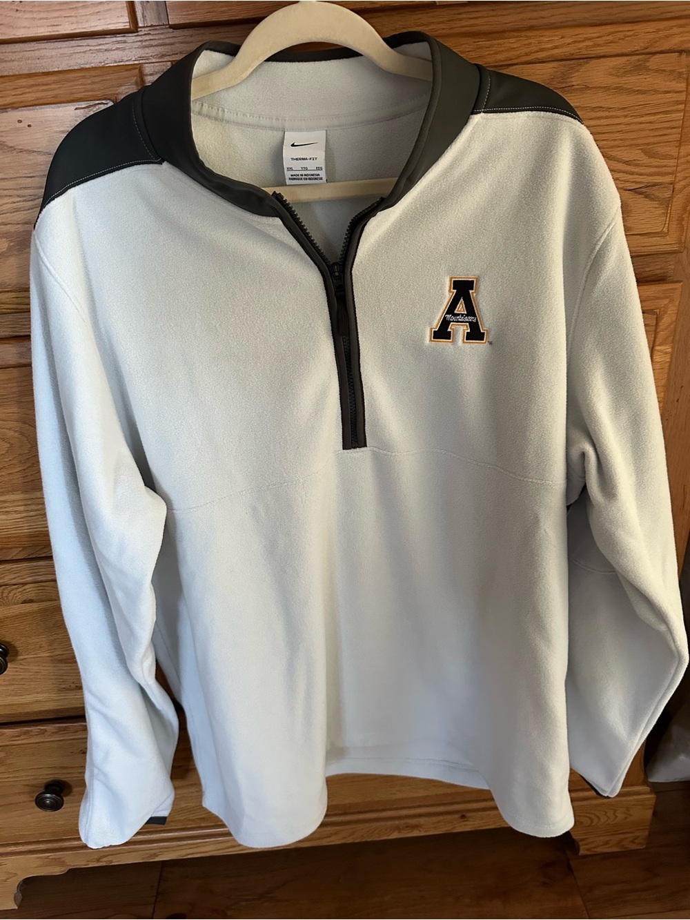 Nike Men's White Quarter-Zip Pullover with Black Accents-Appalachian State